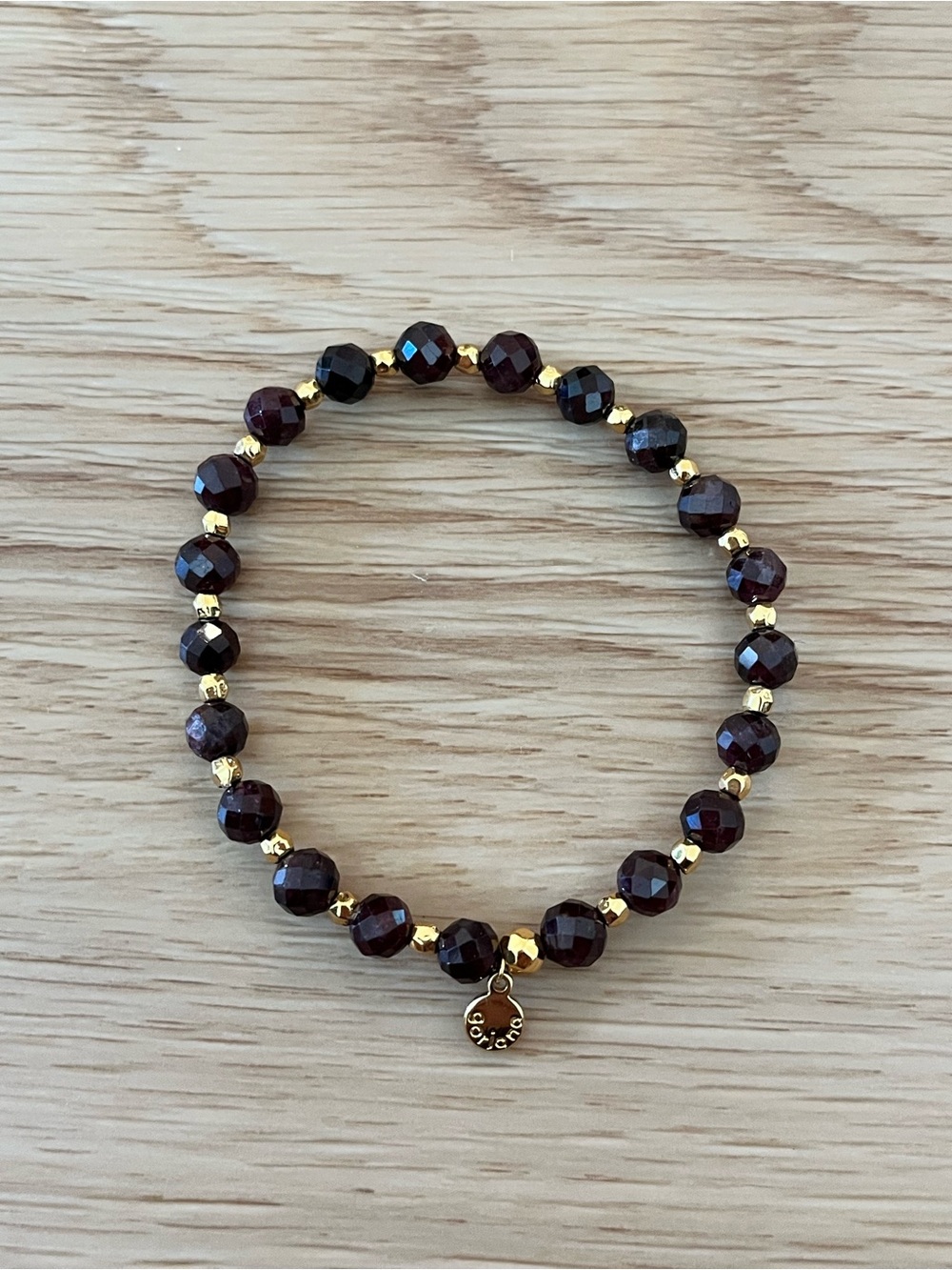 Gorjana Power Gemstone Garnet Beaded Bracelet with 18k Gold Plated Accents - Picture 2 of 2